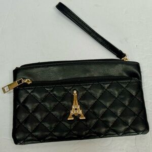 Elegant Black Quilted Wristlet